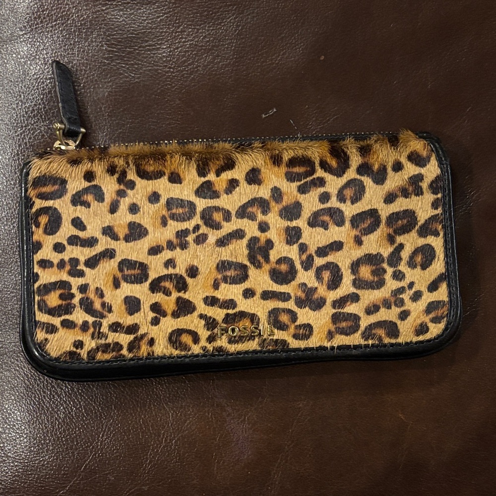 Fossil Animal Print Wallet with Black Trim